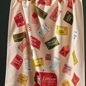 Anthropologie Festive Holiday Tea Towel - Red, Green, Gold